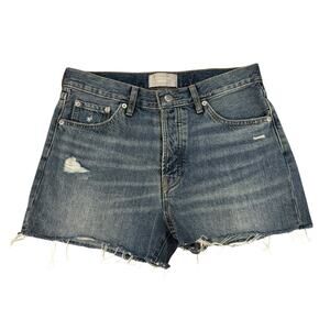 Everlane Size 27 Relaxed 90s Short Organic Cotton Distressed Blue Cutoffs